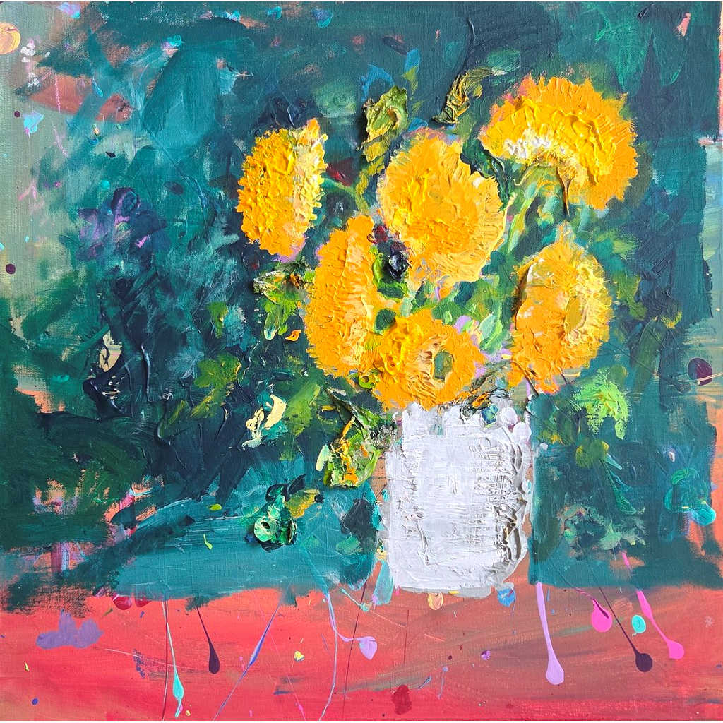 Sun Flowers in White Vase — Marianna Abutalipova