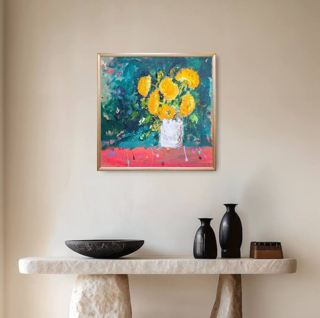 Sun Flowers in White Vase — Marianna Abutalipova