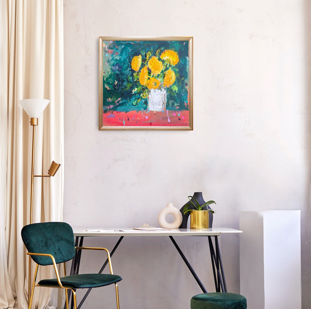 Sun Flowers in White Vase — Marianna Abutalipova